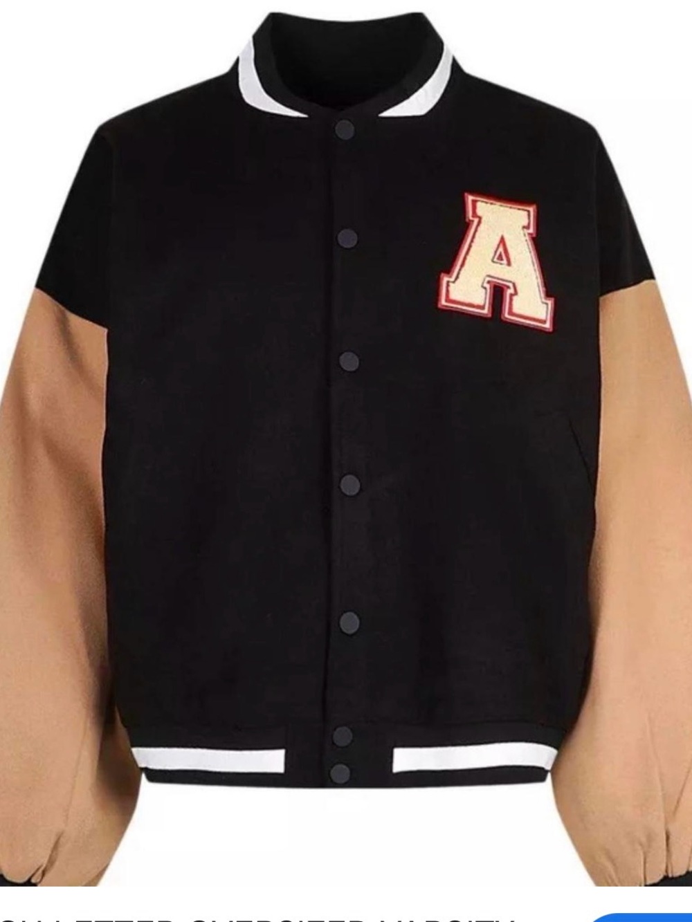 Black & Tan Varsity Jacket with Letter Patch
